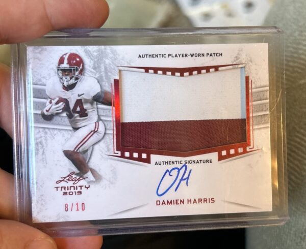 Damien Harris 2019 Leaf Trinity RPA Rookie Patch Auto SSP 8/10 - Image 4