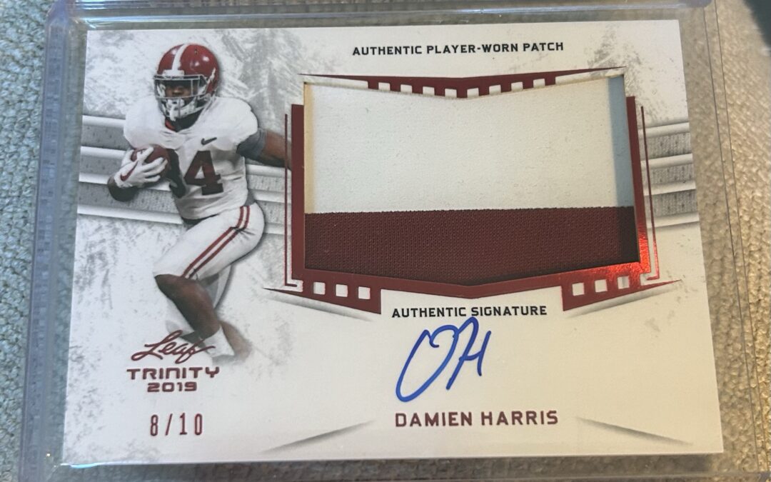 Score Big with Damien Harris’ Pristine 2019 Leaf Trinity RPA Rookie Patch Auto at PHX Mkt