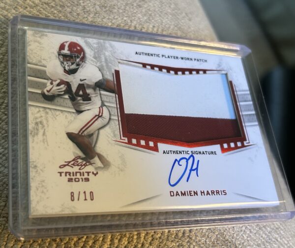 Damien Harris 2019 Leaf Trinity RPA Rookie Patch Auto SSP 8/10 - Image 3