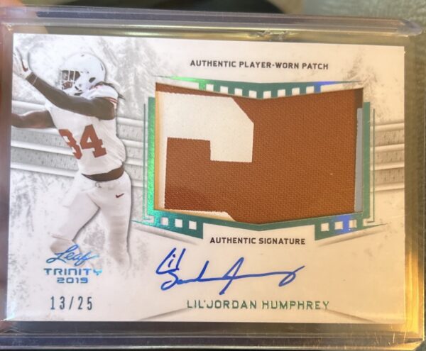 Lil’Jordan Humphrey 2019 Leaf Trinity RPA SP 13/25 Rookie Patch Auto *Nameplate*