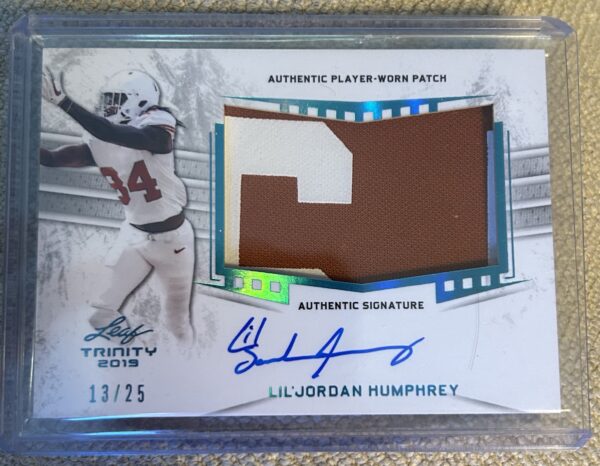 Lil’Jordan Humphrey 2019 Leaf Trinity RPA SP 13/25 Rookie Patch Auto *Nameplate* - Image 3