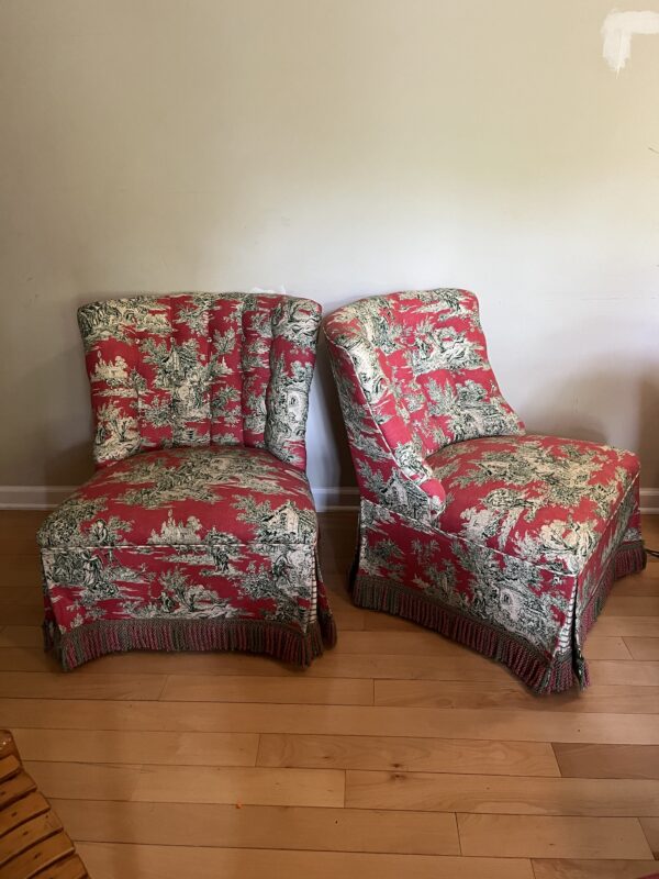 Set of Two Custom Toile Chairs - Image 2