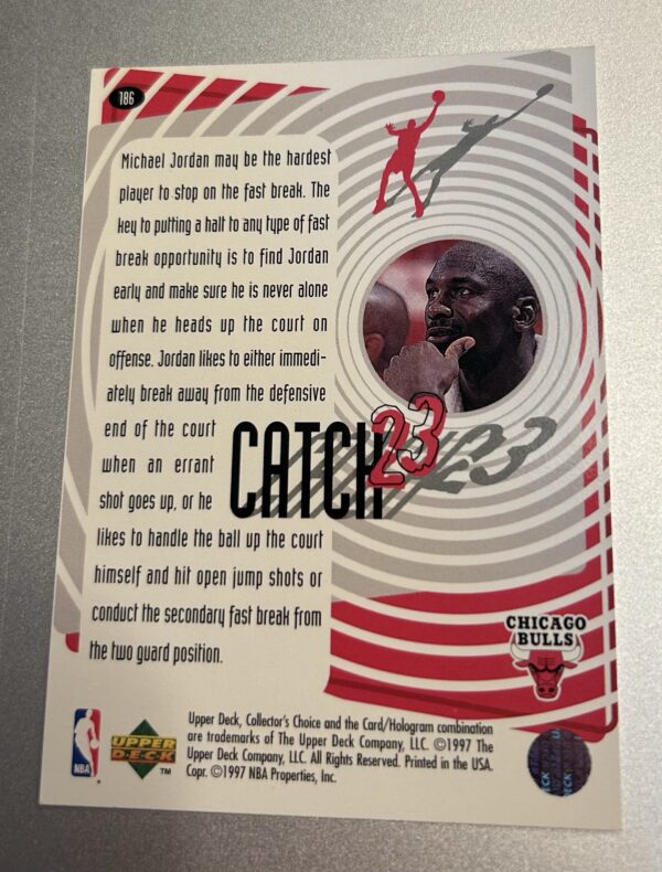 Michael Jordan 1997 Upper Deck Collector’s Choice Catch 23 #186 - Image 2